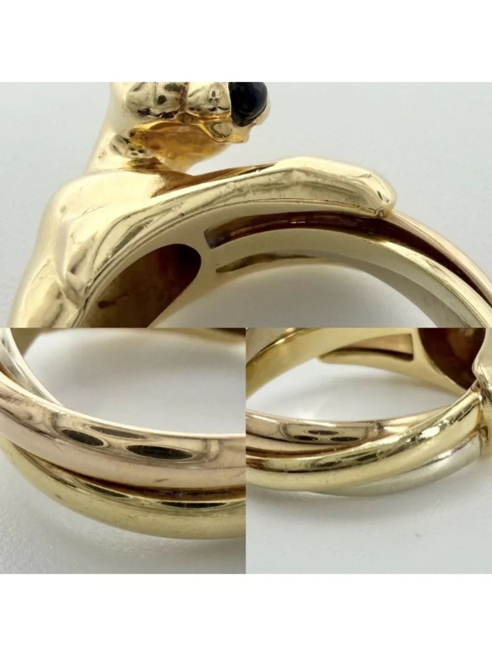 Cartier Ring Panthere Trinity Three Color 18K YG PG White Gold Emerald